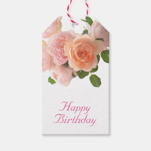 Happy Birthday Text Handgeschreven Trendy Floral Cadeaulabel