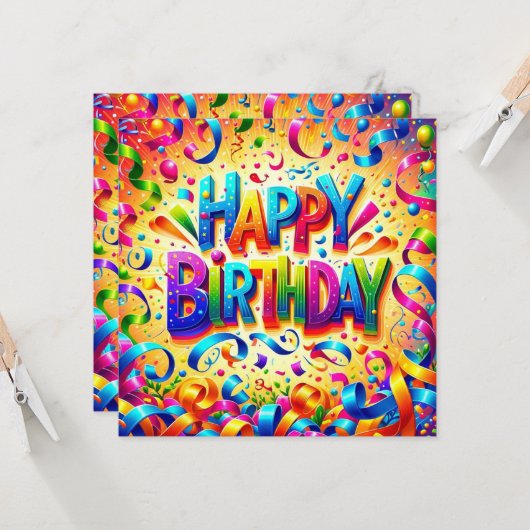 Happy Birthday Text Kaart (Voorkant / Achterkant in situ)