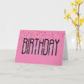 Happy Birthday Text met Confetti Kaart (Gele Bloem)