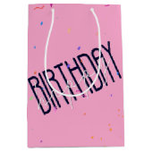 Happy Birthday Text met Confetti Medium Cadeauzakje (Voorkant)