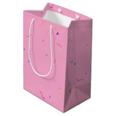 Happy Birthday Text met Confetti Medium Cadeauzakje (Achterkant Gekanteld)
