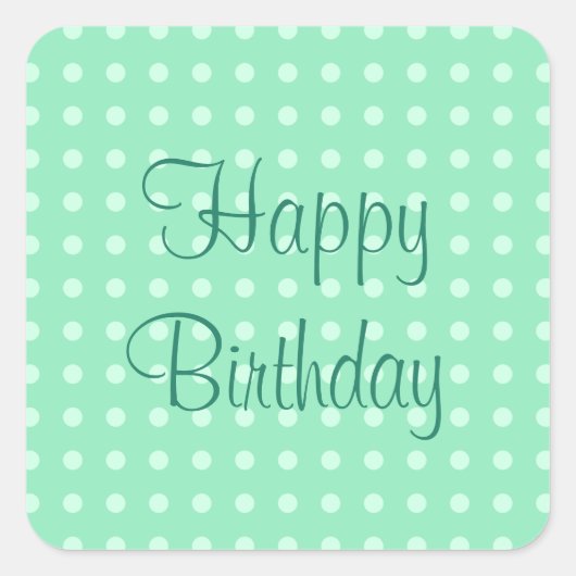 Happy Birthday Text Mint Green Sjabloon Rustic Vierkante Sticker (Voorkant)