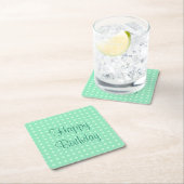 Happy Birthday Text Mint Green Sjabloon Trendy Dot Kartonnen Onderzetters (Insitu)
