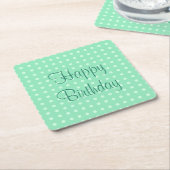 Happy Birthday Text Mint Green Sjabloon Trendy Dot Kartonnen Onderzetters (Schuin)