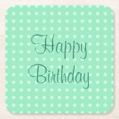 Happy Birthday Text Mint Green Sjabloon Trendy Dot Kartonnen Onderzetters (Voorkant)