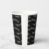 Happy Birthday Text On Black Papieren Bekers (Rechts)