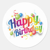Happy Birthday Text Ronde Sticker (Voorkant)
