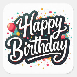 Happy Birthday Text Vierkante Sticker