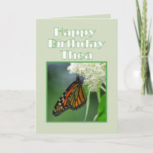 Happy Birthday Thea Monarch Butterfly Kaart