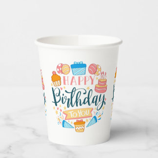 Happy Birthday-thema papieren bekers