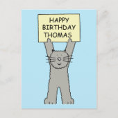 Happy Birthday Thomas Cartoon Cat Briefkaart (Voorkant)