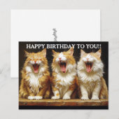Happy Birthday Three Ginger Singing Cats Briefkaart (Voorkant / Achterkant)