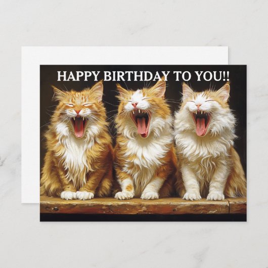 Happy Birthday Three Ginger Singing Cats   Briefkaart (Voorkant / Achterkant)