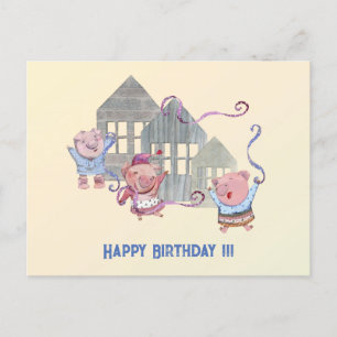 Happy Birthday Three Little Pigs Celebrating Briefkaart