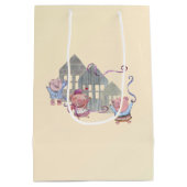 Happy Birthday Three Little Pigs Celebrating Medium Cadeauzakje (Achterkant)