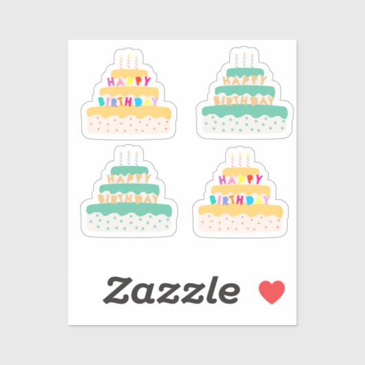 Happy Birthday Three Tier Cake Sticker (Vel)