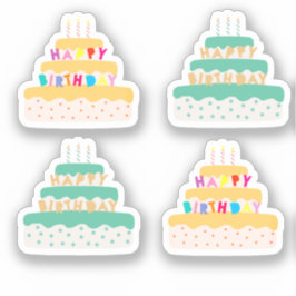 Happy Birthday Three Tier Cake Sticker