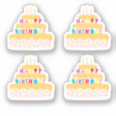 Happy Birthday Three Tier Cake Sticker (Voorkant)