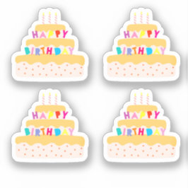 Happy Birthday Three Tier Cake Sticker