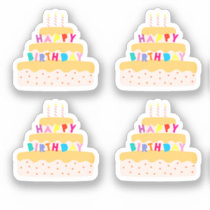 Happy Birthday Three Tier Cake Sticker
