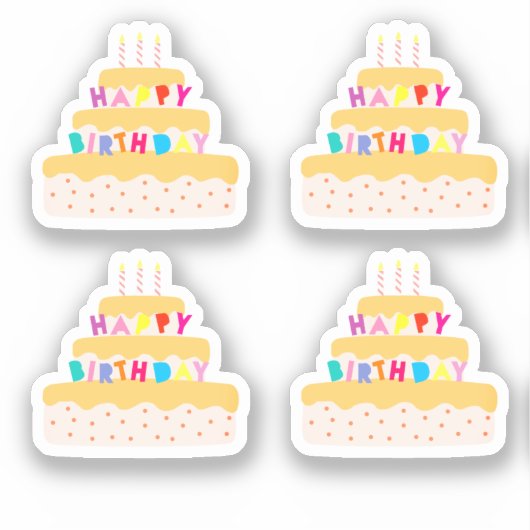 Happy Birthday Three Tier Cake Sticker (Voorkant)