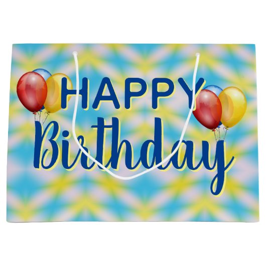 Happy Birthday Tie Dye Herbruikbaar Groot Cadeauzakje (Voorkant)