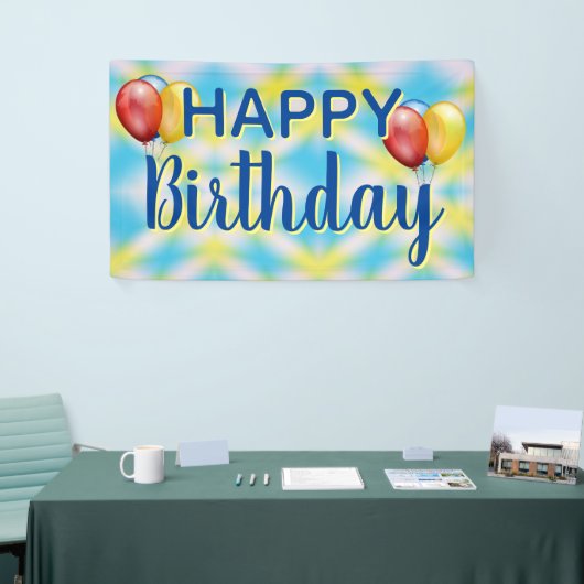 Happy Birthday Tie Dye Herbruikbaar Spandoek (Beurs)