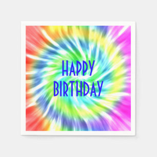Happy Birthday Tie Dye Paper Napkin Servet
