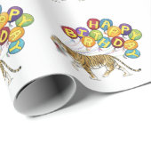 Happy Birthday Tiger Wrapping Paper Cadeaupapier (Rol Hoek)