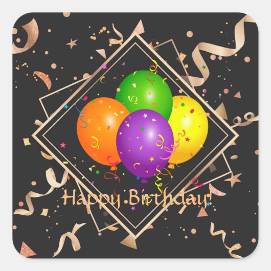 Happy Birthday, tijd om te vieren, Vierkante Sticker (Voorkant)