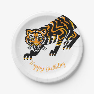 Happy Birthday - TIJGER- wilde dieren Papieren Bor Bordje