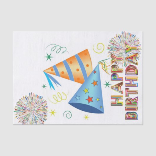 Happy Birthday Tissue Paper Birthday Petten Tissuepapier (Voorkant)