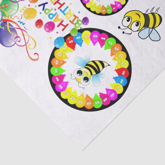 Happy Birthday Tissue Paper Bumblebee Tissuepapier (Detail)