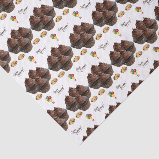 Happy Birthday Tissue Paper Chocolate Cupcake Tissuepapier (Detail)