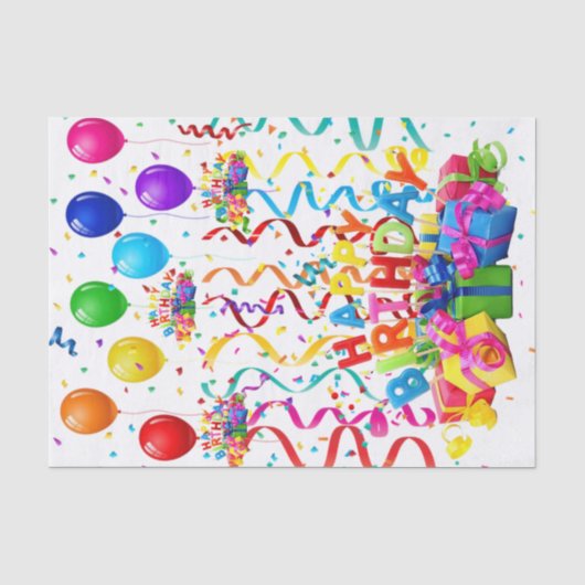 Happy Birthday Tissue Paper Confetti Tissuepapier (Voorkant)