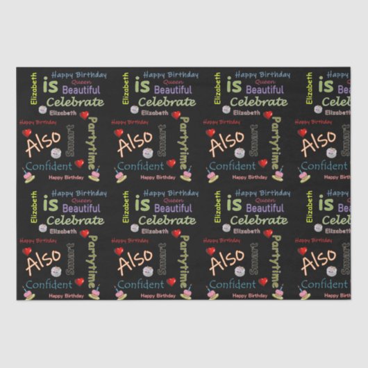 Happy Birthday Tissue Paper Elizabeth Tissuepapier (Voorkant)