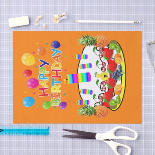 Happy Birthday Tissue Paper Fruit Cake Tissuepapier (Craft)