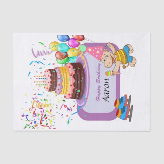 Happy Birthday Tissue Paper Hippopotamus Tissuepapier (Voorkant)