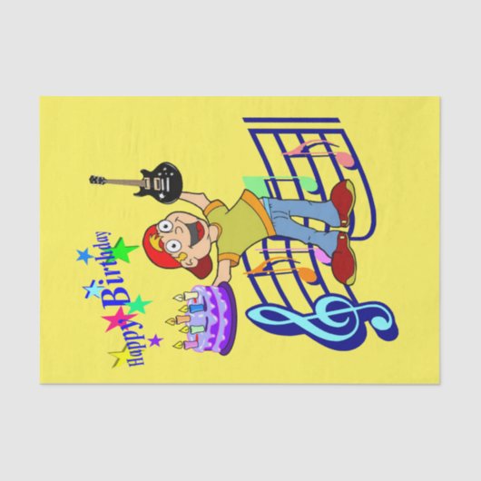 Happy Birthday Tissue Paper Music Guitar Tissuepapier (Voorkant)