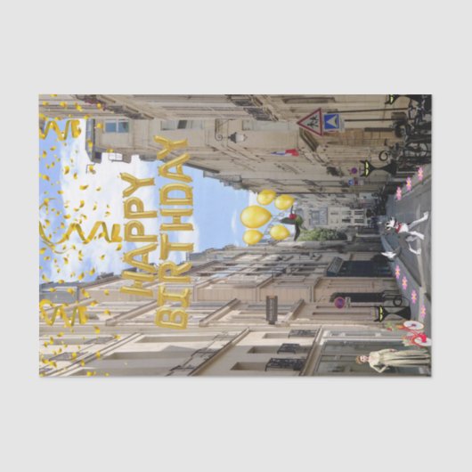 Happy Birthday Tissue Paper Paris Frankrijk Tissuepapier (Voorkant)