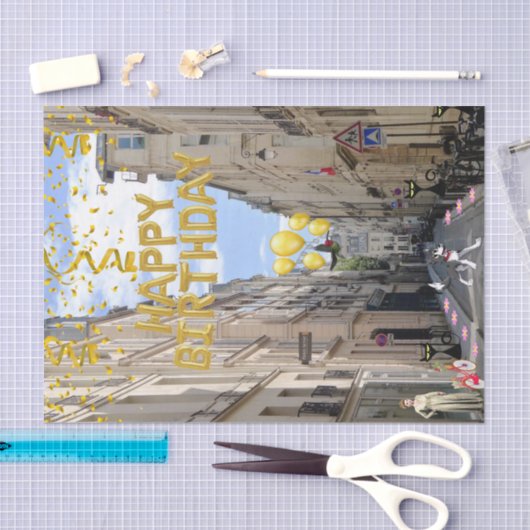 Happy Birthday Tissue Paper Paris Frankrijk Tissuepapier (Craft)