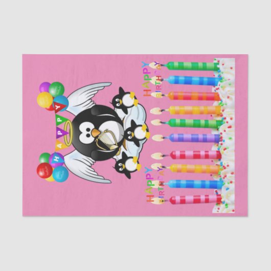 Happy Birthday Tissue Paper Penguin Tissuepapier (Voorkant)