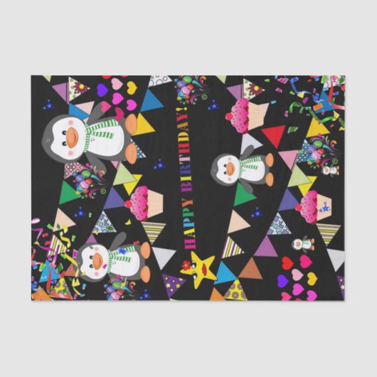 Happy Birthday Tissue Paper Penguin Tissuepapier (Voorkant)