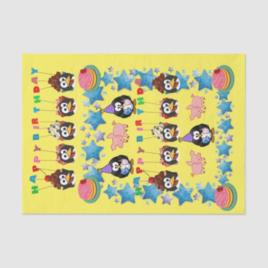 Happy Birthday Tissue Paper Penguin Tissuepapier (Voorkant)