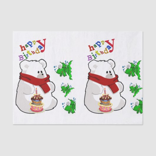 Happy Birthday Tissue Paper Polar Beer Tissuepapier (Voorkant)