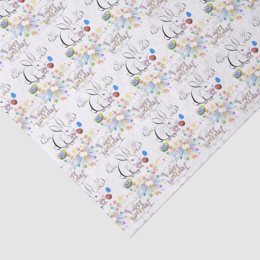 Happy Birthday Tissue Paper Rabbit Tissuepapier (Detail)