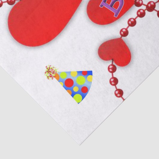 Happy Birthday Tissue Paper Red Hearts Tissuepapier (Detail)