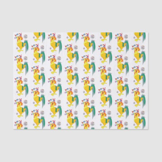 Happy Birthday Tissue Paper Rooster Tissuepapier (Voorkant)