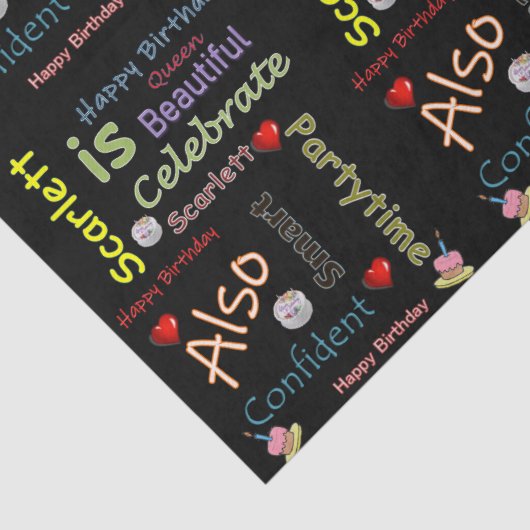 Happy Birthday Tissue Paper Scarlett Tissuepapier (Detail)