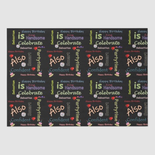 Happy Birthday Tissue Paper Sebastian Tissuepapier (Voorkant)